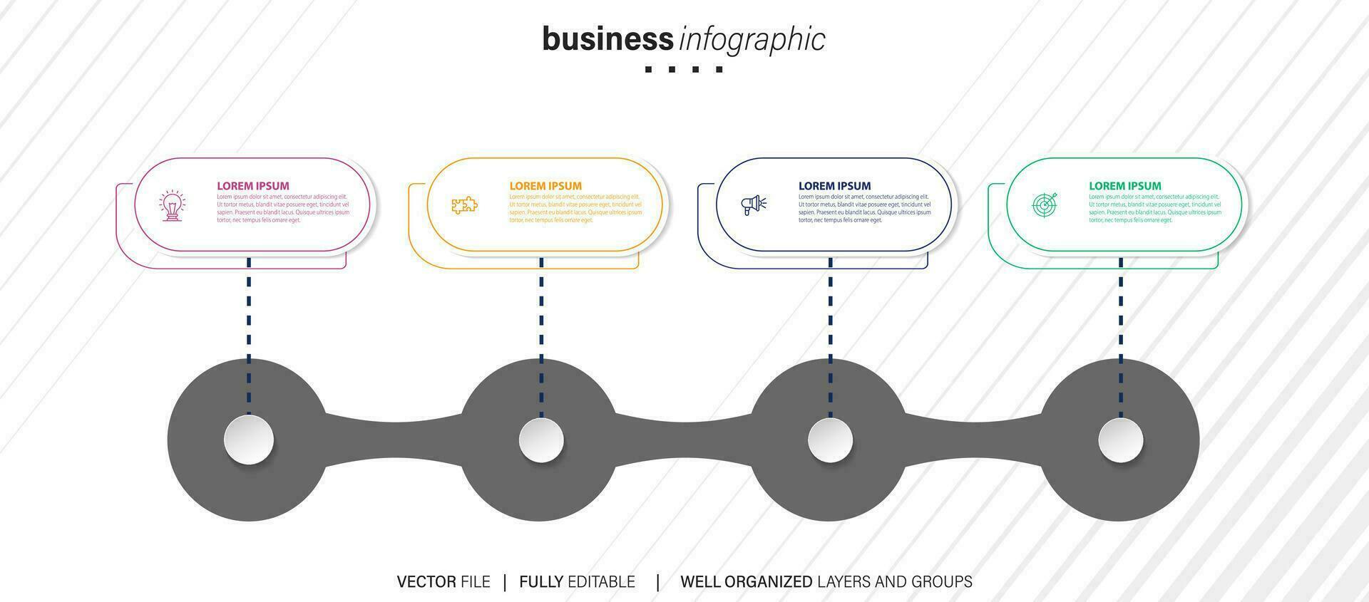 moderne 3d infographie modèle avec 4 pas. affaires cercle modèle avec les options pour brochure, diagramme, flux de travail, calendrier, la toile conception. vecteur eps dix