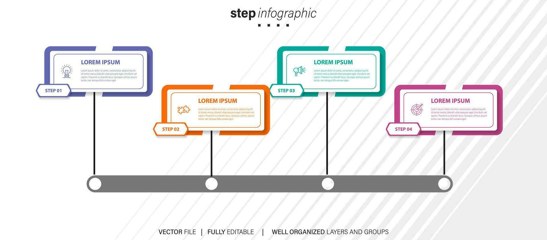 moderne 3d infographie modèle avec 4 pas. affaires cercle modèle avec les options pour brochure, diagramme, flux de travail, calendrier, la toile conception. vecteur eps dix