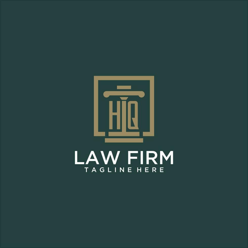 QG initiale monogramme logo pour cabinet d'avocats avec pilier conception dans Créatif carré vecteur