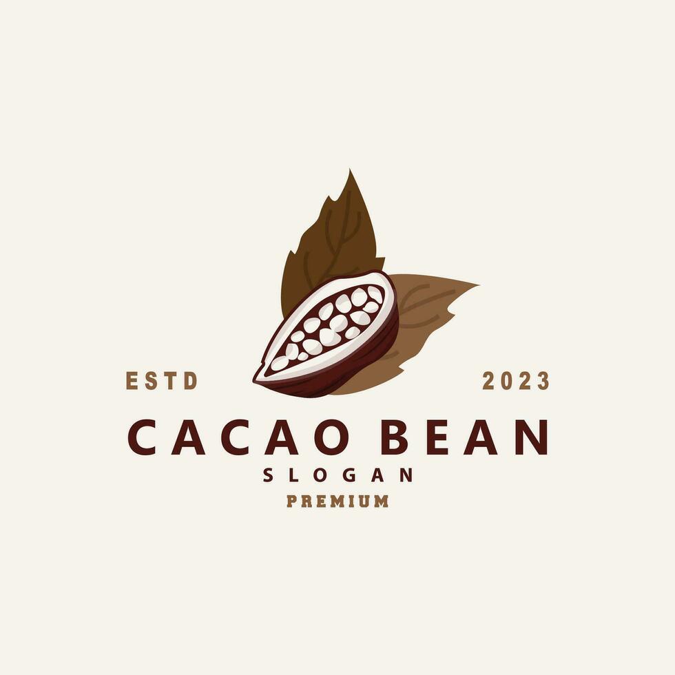 cacao haricot logo, prime conception Frais biologique jardin plante la graine Facile minimaliste vecteur