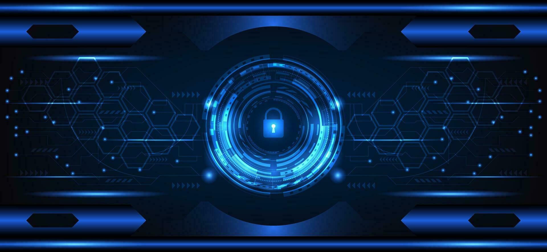 abstrait La technologie cadenas salut-technologie futuriste cyber Sécurité clé foncé bleu Contexte vecteur illustration