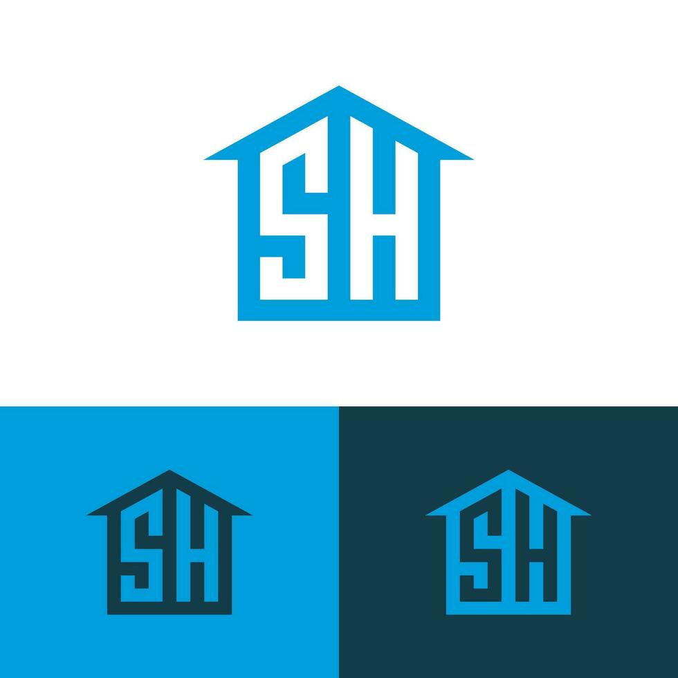 sh initiale monogramme logo pour réel biens avec Accueil style vecteur