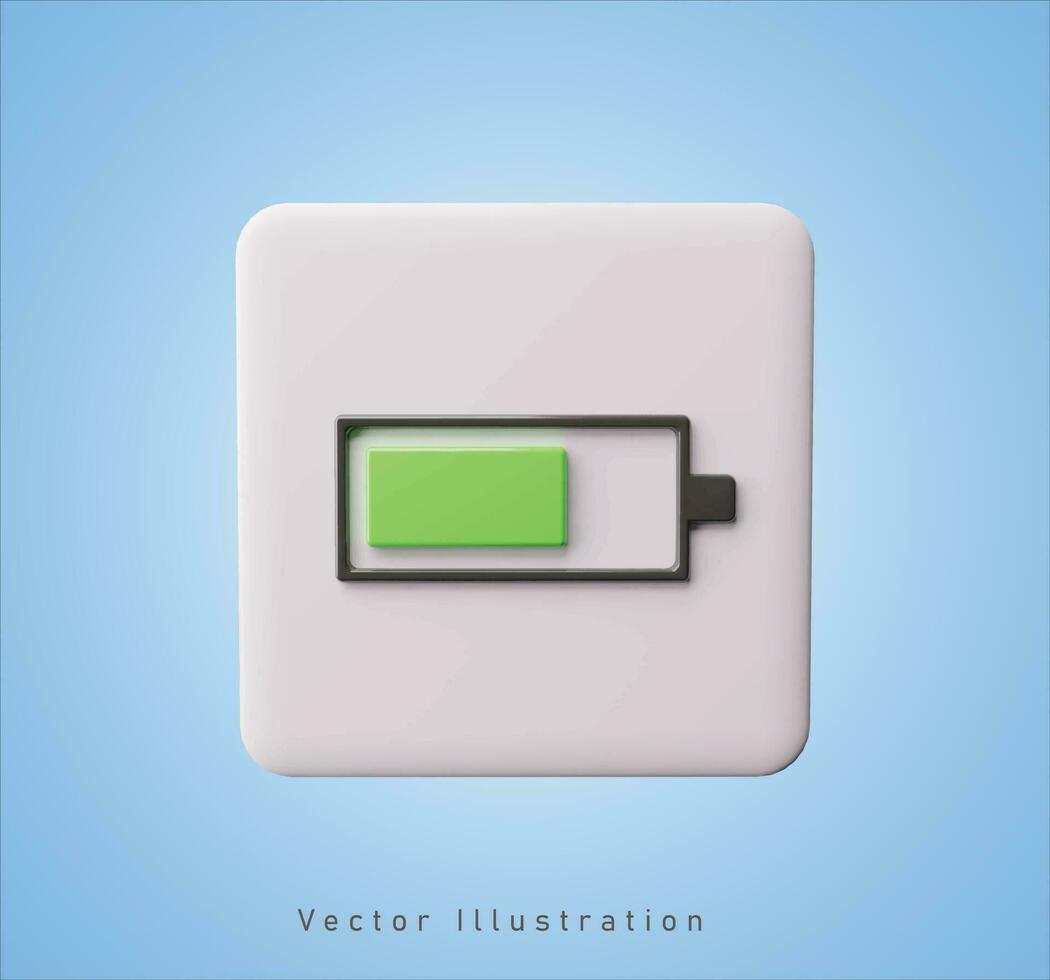 batterie signe dans 3d vecteur illustration