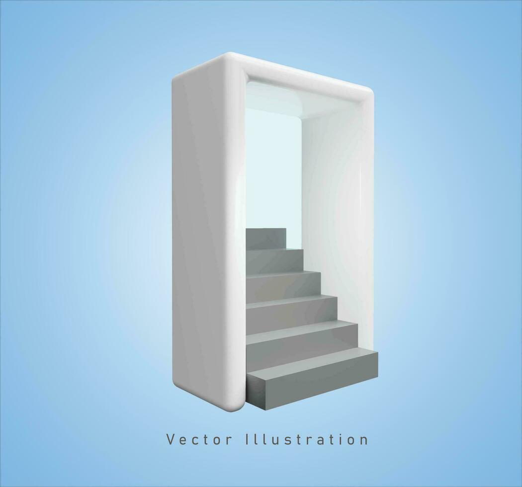 escalier porte dans 3d vecteur illustration