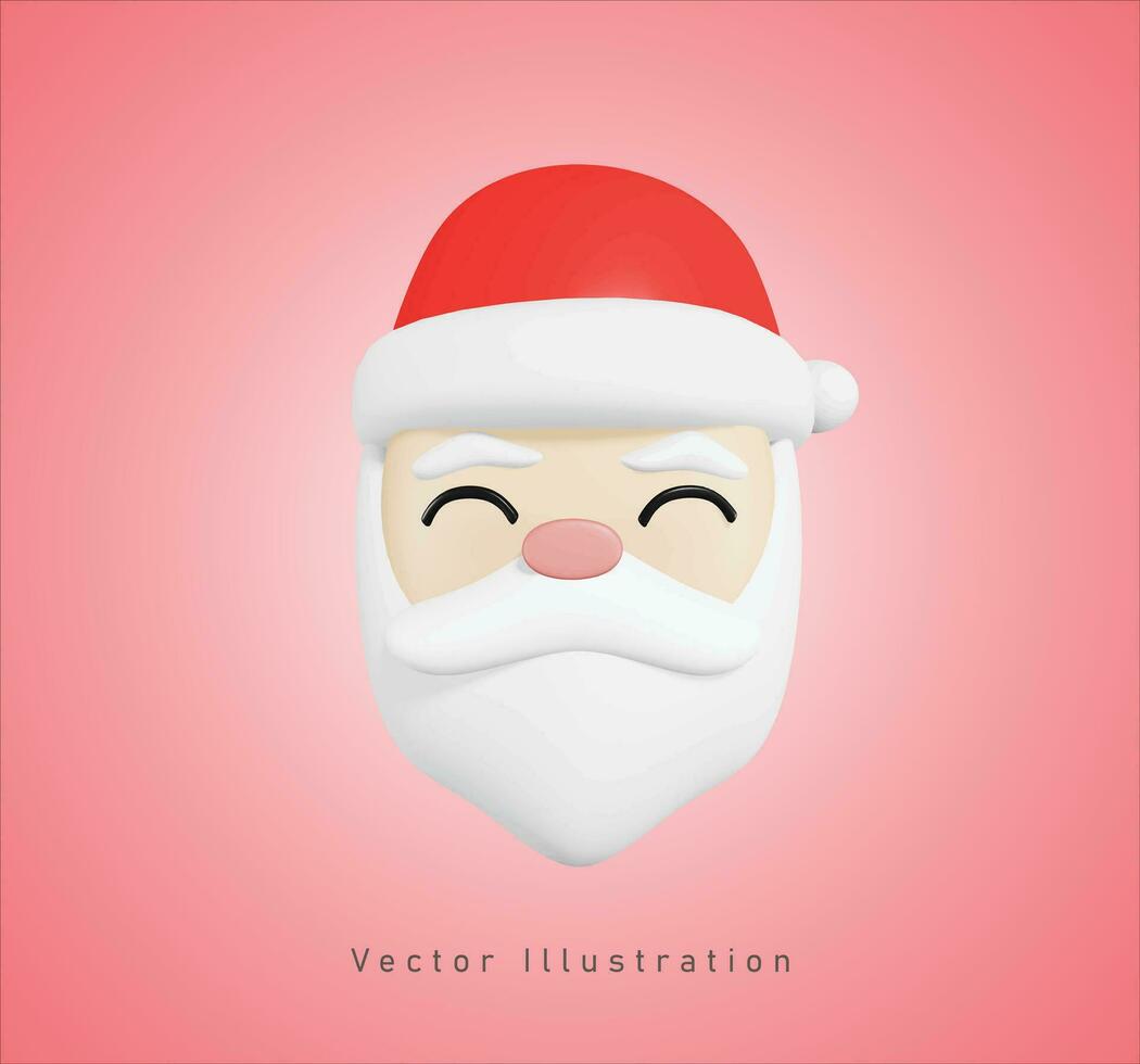 Père Noël clause tête dans 3d vecteur illustration