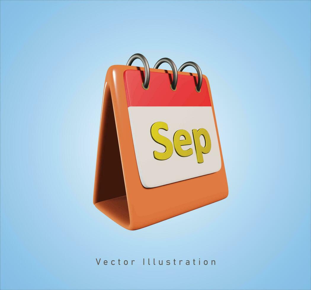 septembre calendrier signe dans 3d vecteur illustration