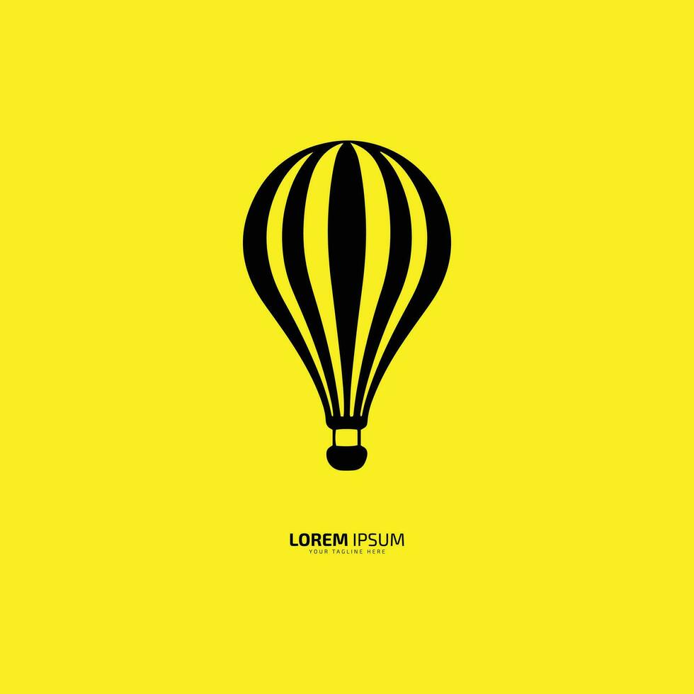 chaud air ballon logo vecteur icône silhouette isolé sur Jaune Contexte