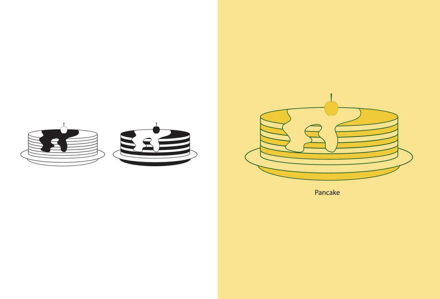 le ligne art vecteur icône dépeint une assiette de délicieux petit déjeuner Crêpes surmonté avec sirop et baies, fabrication il une parfait une addition à nourriture applications et sites Internet pour visuellement représentant cette bave