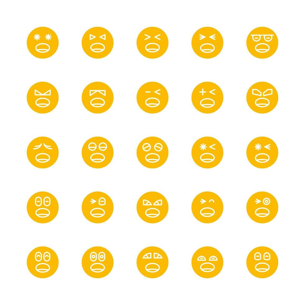 Jaune émoticône, emoji cercle visage ensemble vecteur