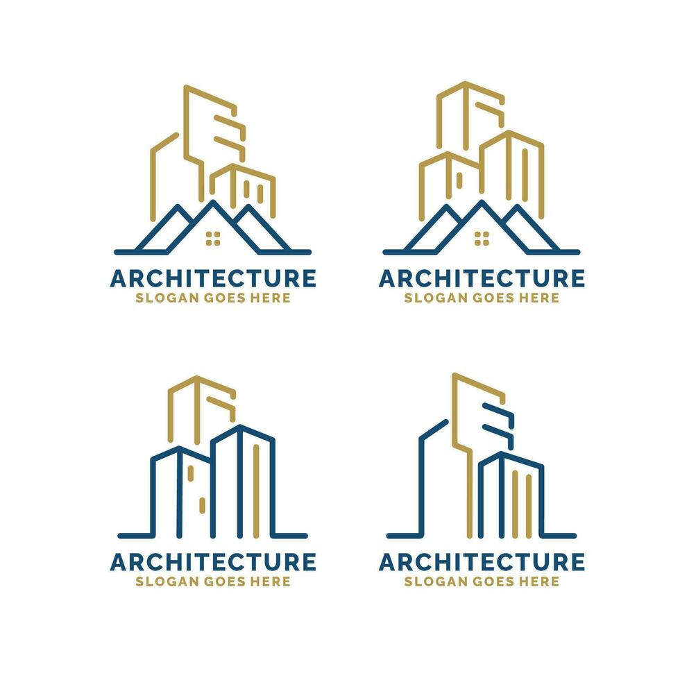 réel domaine, architecture, construction logo ensemble conception vecteur illustration