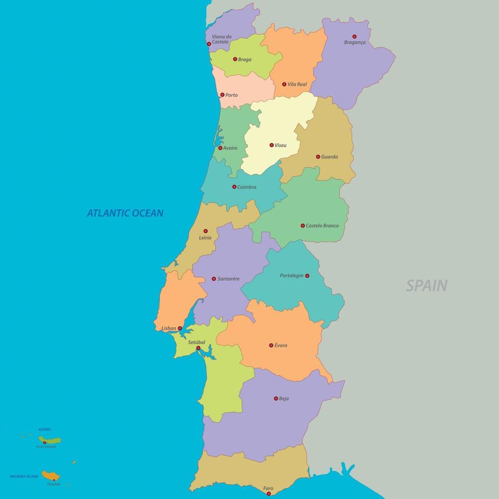 carte du portugal vecteur
