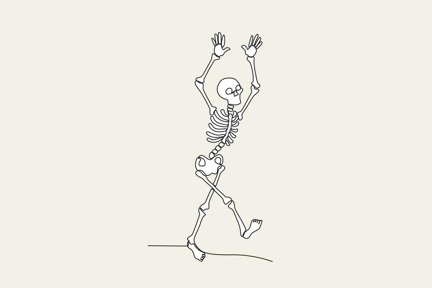 coloré illustration de une terrifiant en marchant Humain squelette vecteur