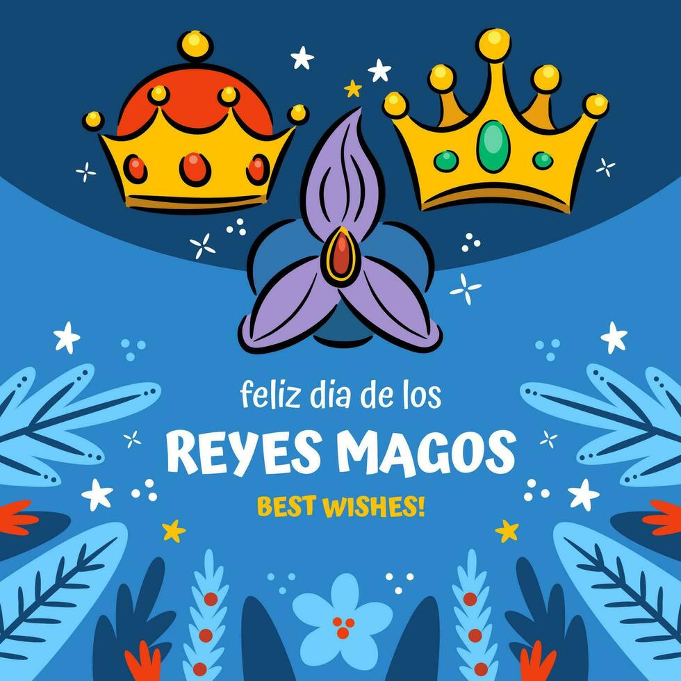 feliz dia de los Reyes magos salutation carte vecteur