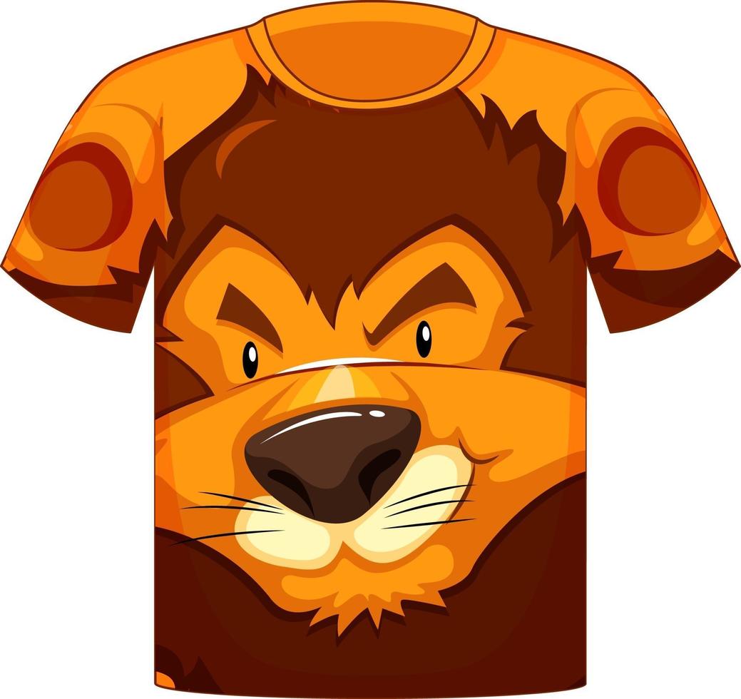 devant du t-shirt avec motif visage de lion vecteur