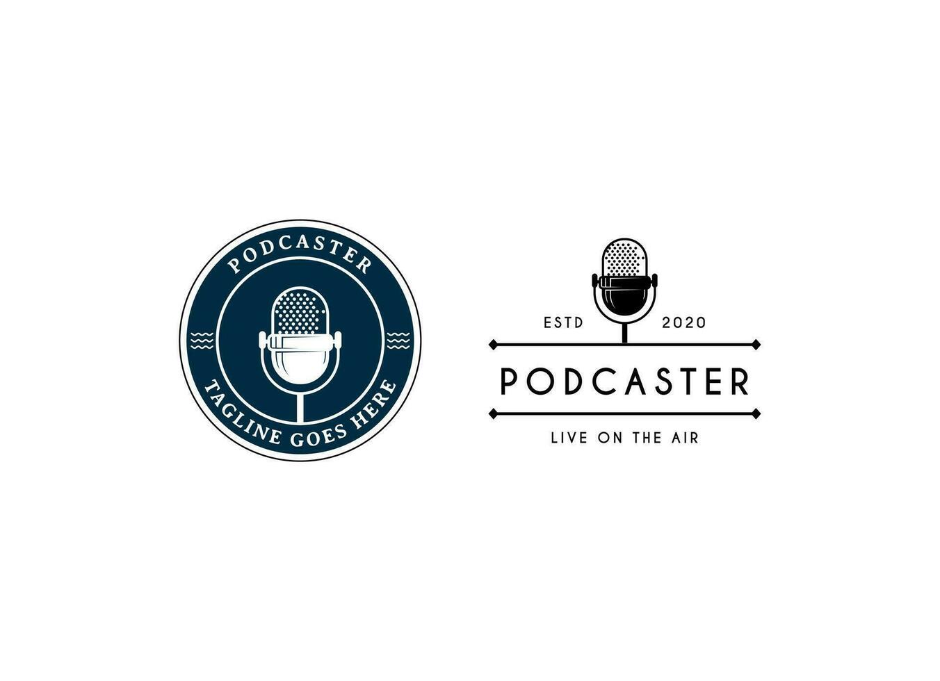 Podcast ou radio logo conception en utilisant microphone et parler icône vecteur