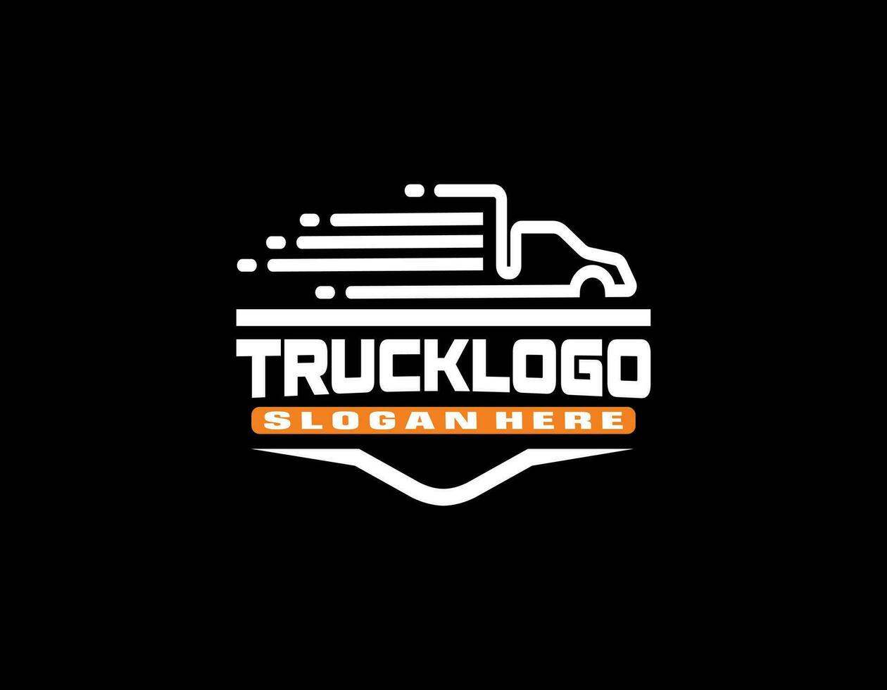 logo avec camion sur fond blanc, style monochrome vecteur