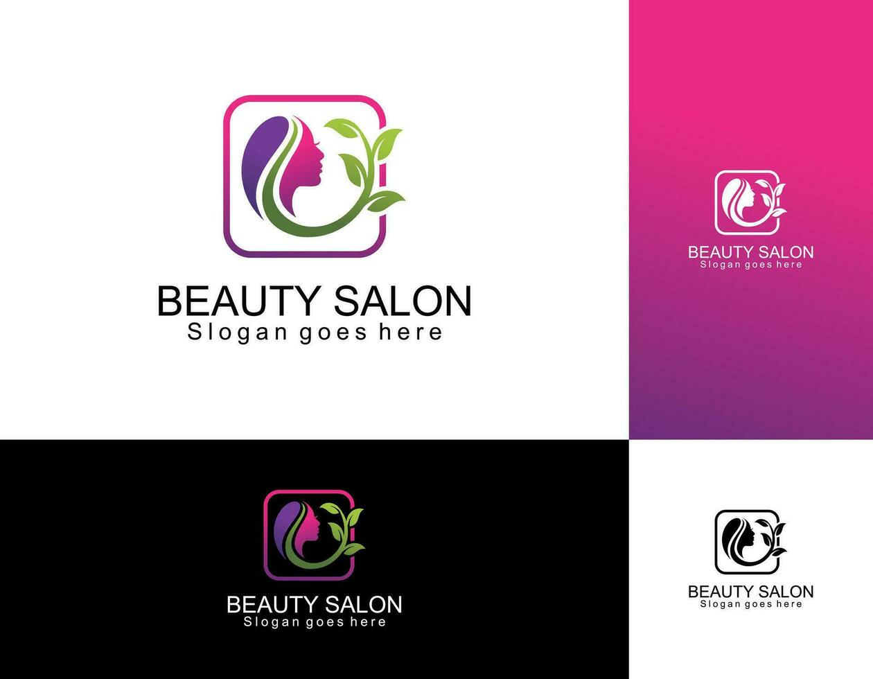 logo de beauté avec femme à l'intérieur du cercle et modèle de conception de carte de visite, fleur, logo, femme, vecteur premium