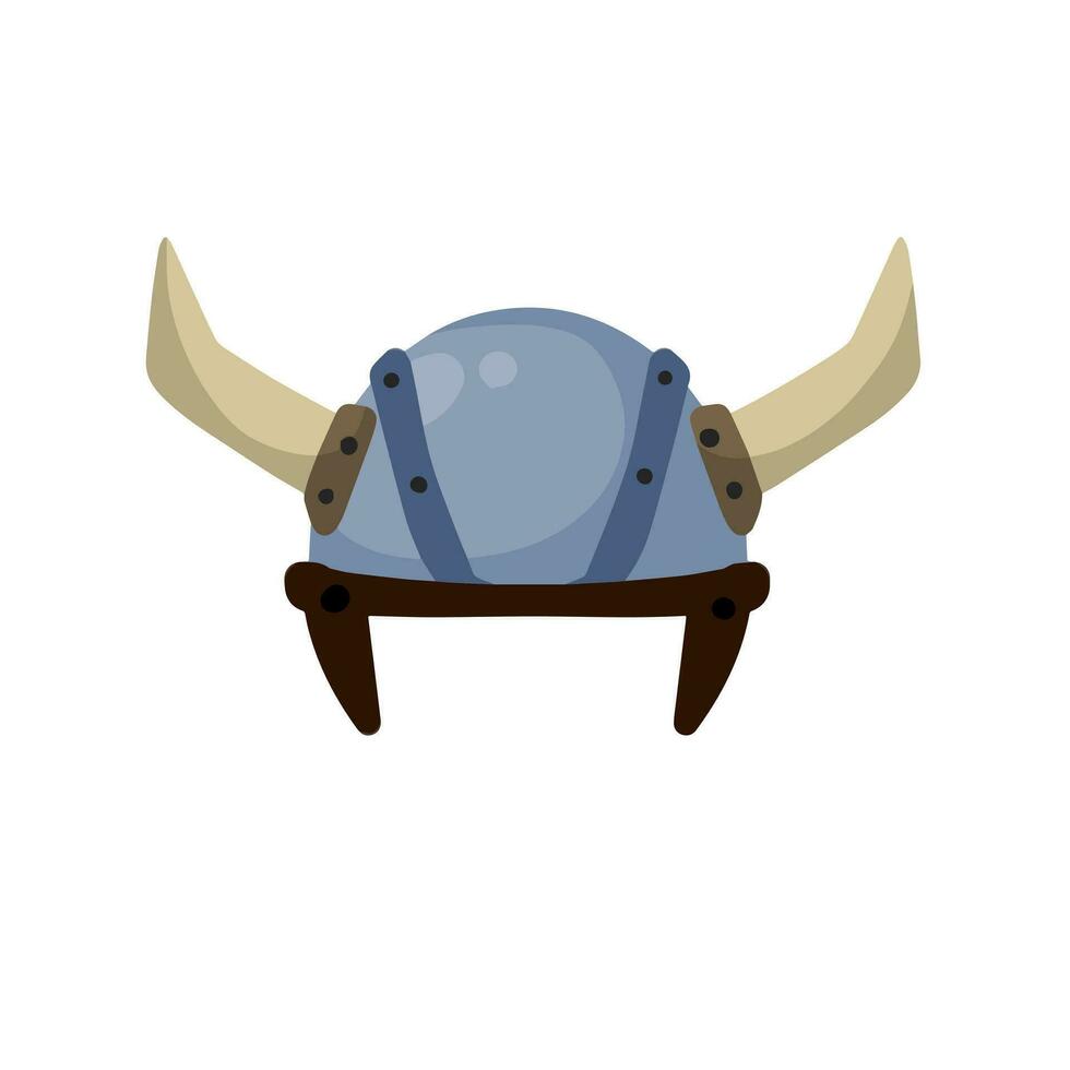 casque à cornes de viking. armure de barbare scandinave. protéger la tête du soldat. objet médiéval. illustration de dessin animé plat vecteur