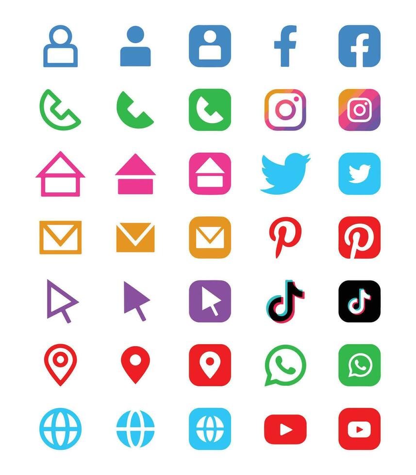 vecteur social médias logos et Icônes pack vecteur ensemble icône forme éléments social médias affaires logo