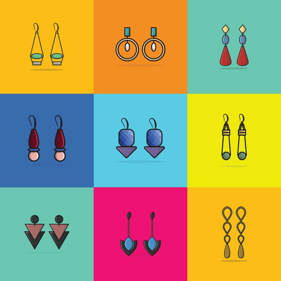 femmes bijoux des boucles d'oreilles collection vecteur illustration. beauté mode objets icône concept. ensemble de des boucles d'oreilles accessoires vecteur conception.