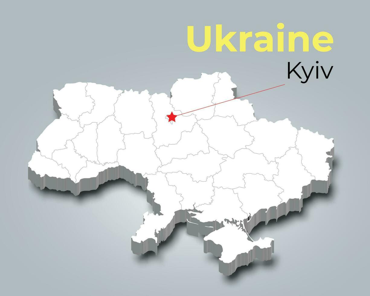 Ukraine 3d carte avec les frontières de Régions vecteur