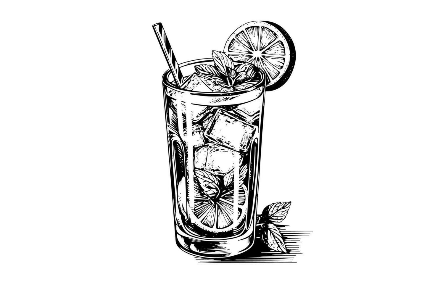 alcoolique cocktail gravé isolé boisson vecteur illustration. noir et blanc esquisser composition