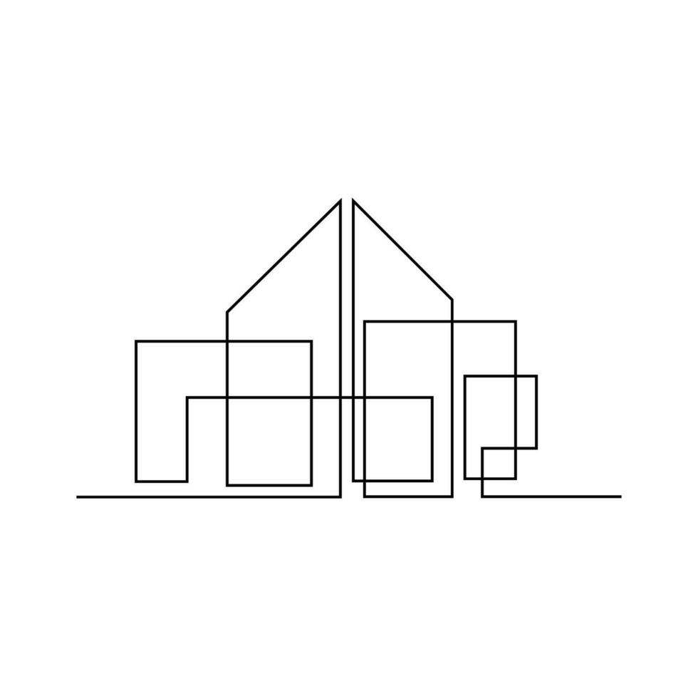 architecture maison ligne illustration conception vecteur