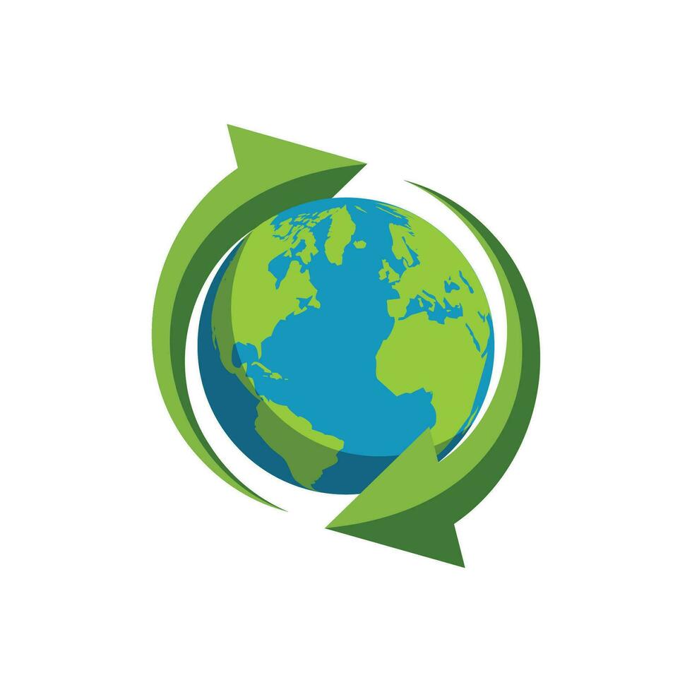 global recyclage logo vecteur, Terre avec recyclage symbole. vecteur