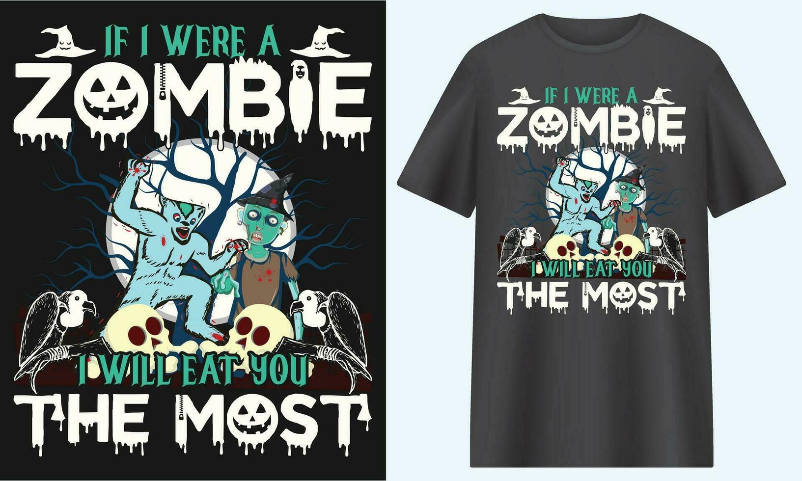 si je étaient une zombi je volonté manger vous le la plupart, le hockey T-shirt conception vecteur