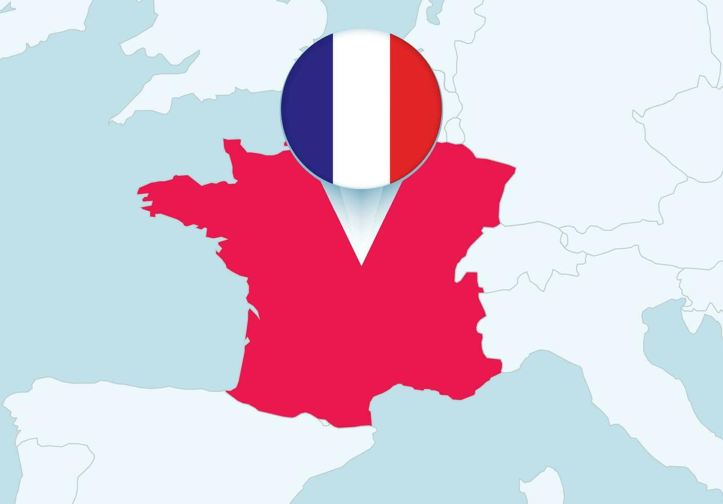 L'Europe  avec choisi France carte et France drapeau icône. vecteur