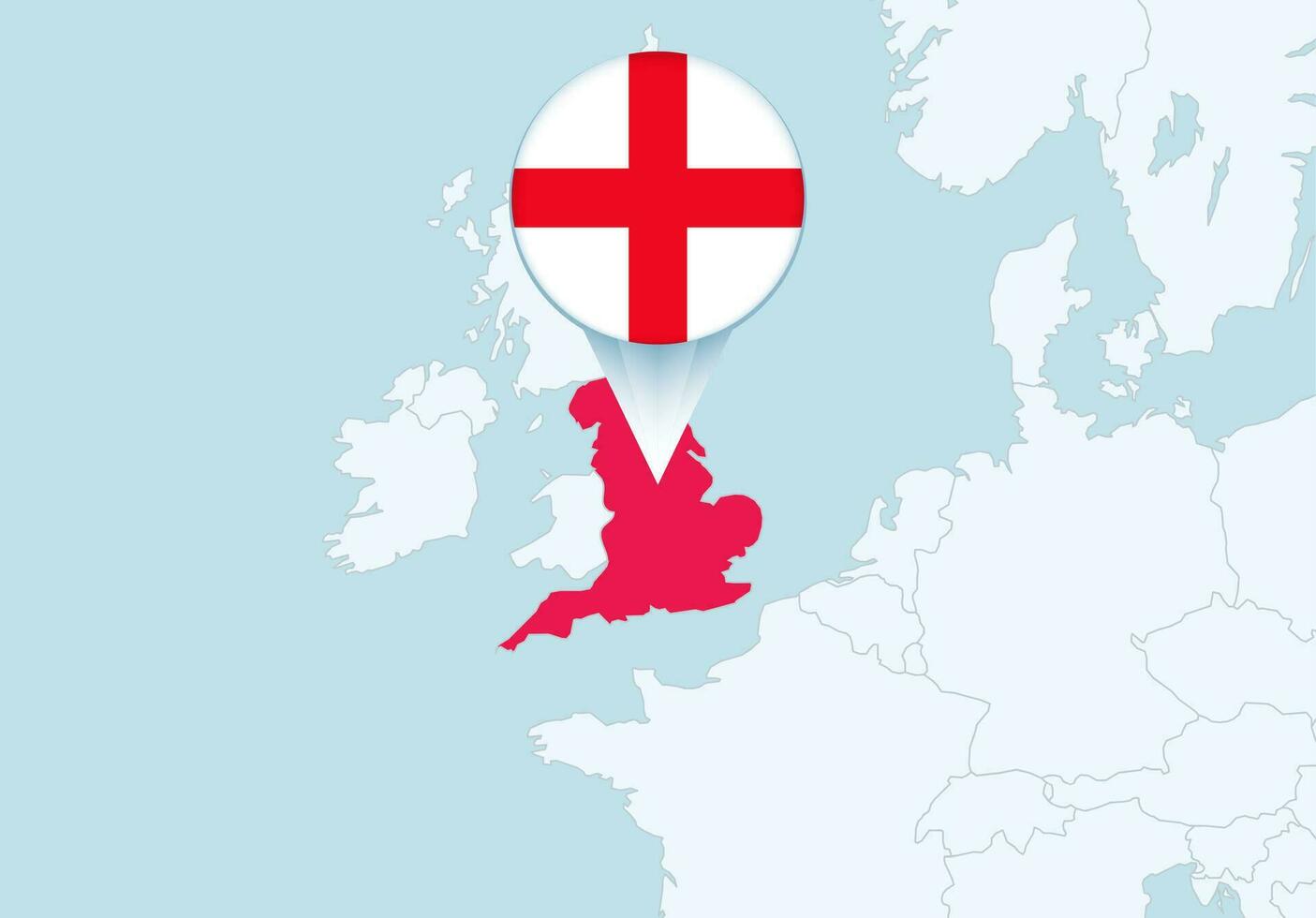 L'Europe  avec choisi Angleterre carte et Angleterre drapeau icône. vecteur