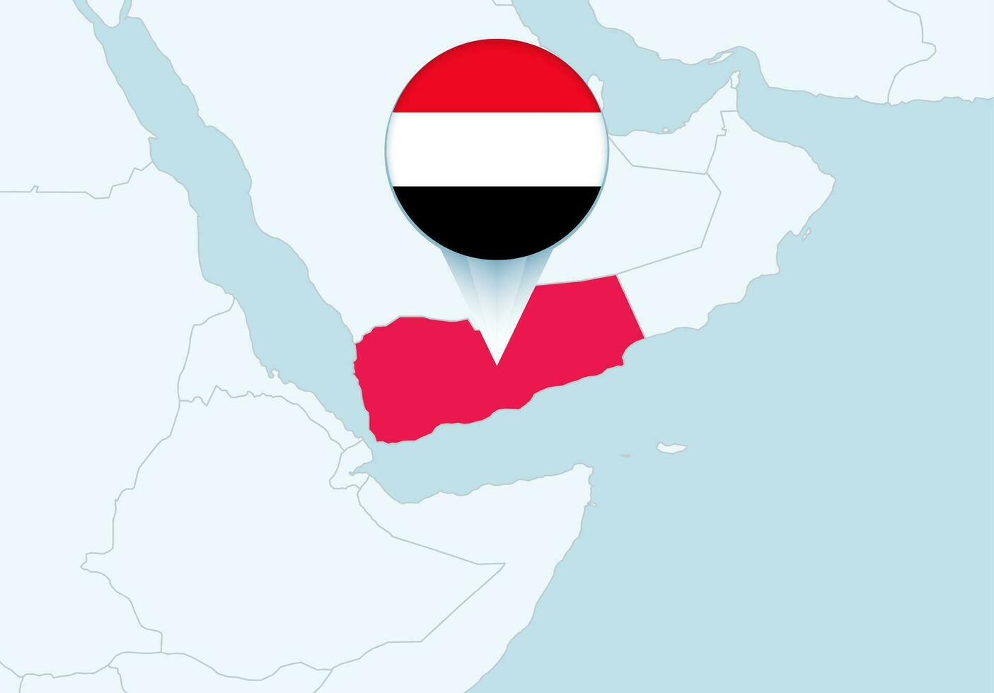 Asie avec choisi Yémen carte et Yémen drapeau icône. vecteur