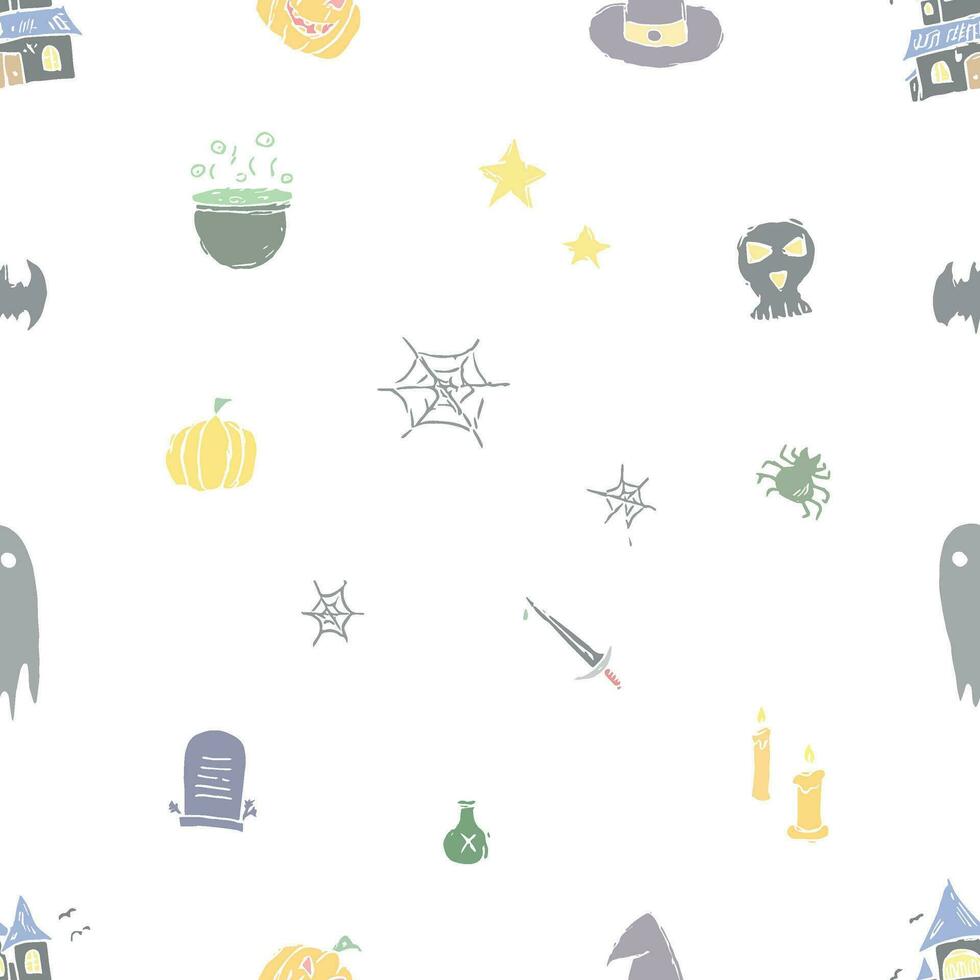 motif d'halloween sans couture. griffonnage halloween fond vecteur