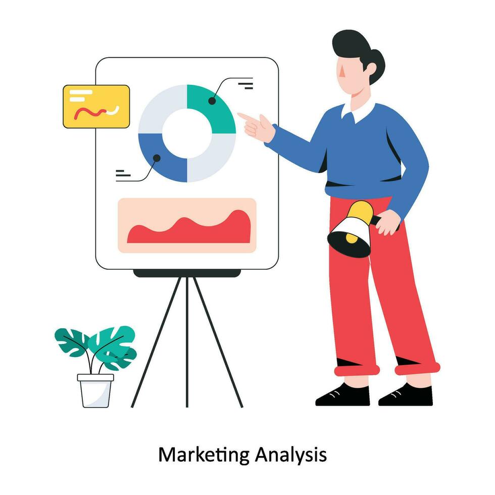 illustration vectorielle de conception de style plat d'analyse marketing. illustration stock vecteur