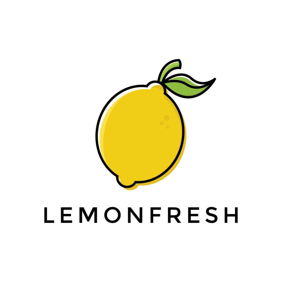 fruits citron lignes fraîches art coloré logo design vecteur symbole icône illustration