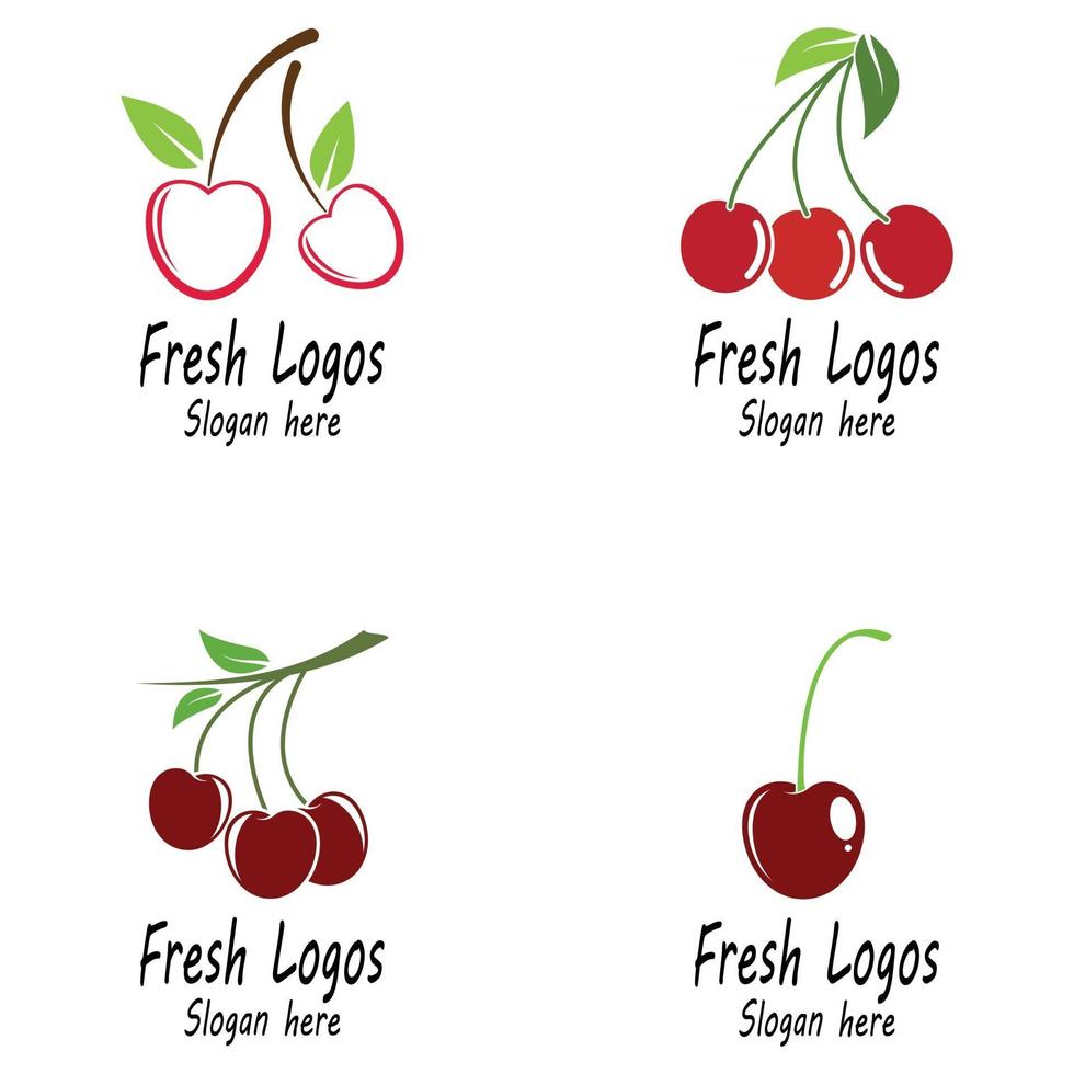 illustration de conception de modèle de logo cerise vecteur