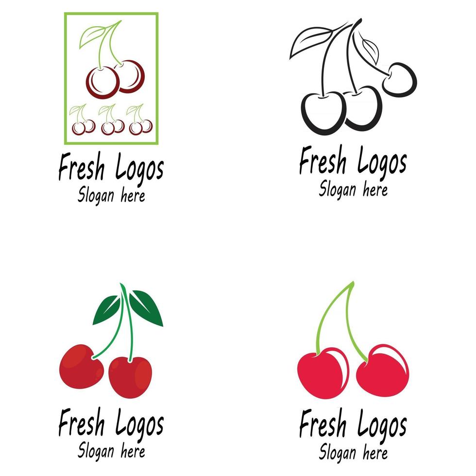 illustration de conception de modèle de logo cerise vecteur