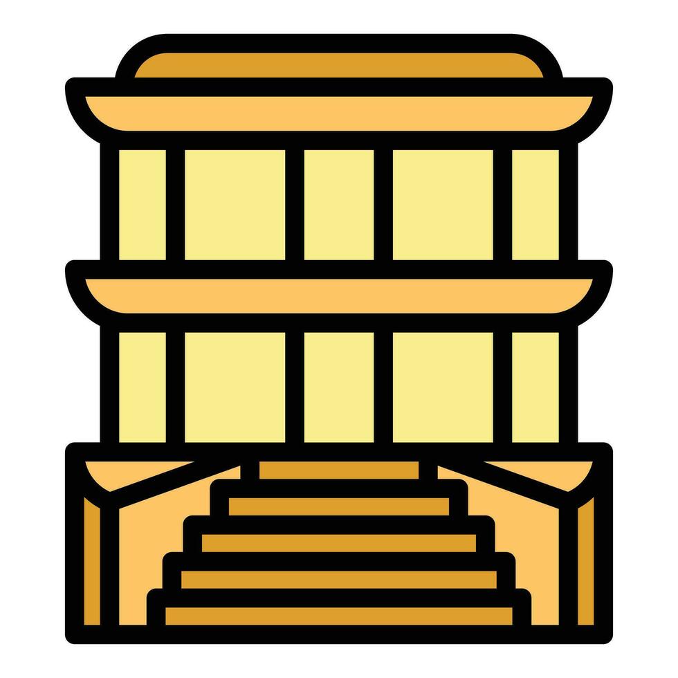 temple escaliers icône vecteur plat