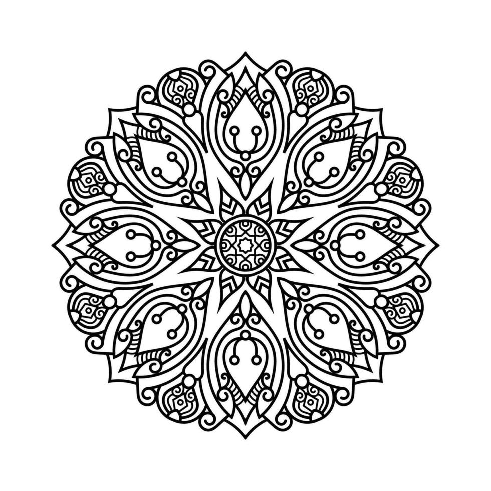 décoratif mandala et modèle pour Mehndi, mariage, tatouage, Islam, Indien, arabe. contour mandalas coloration livre page. vecteur