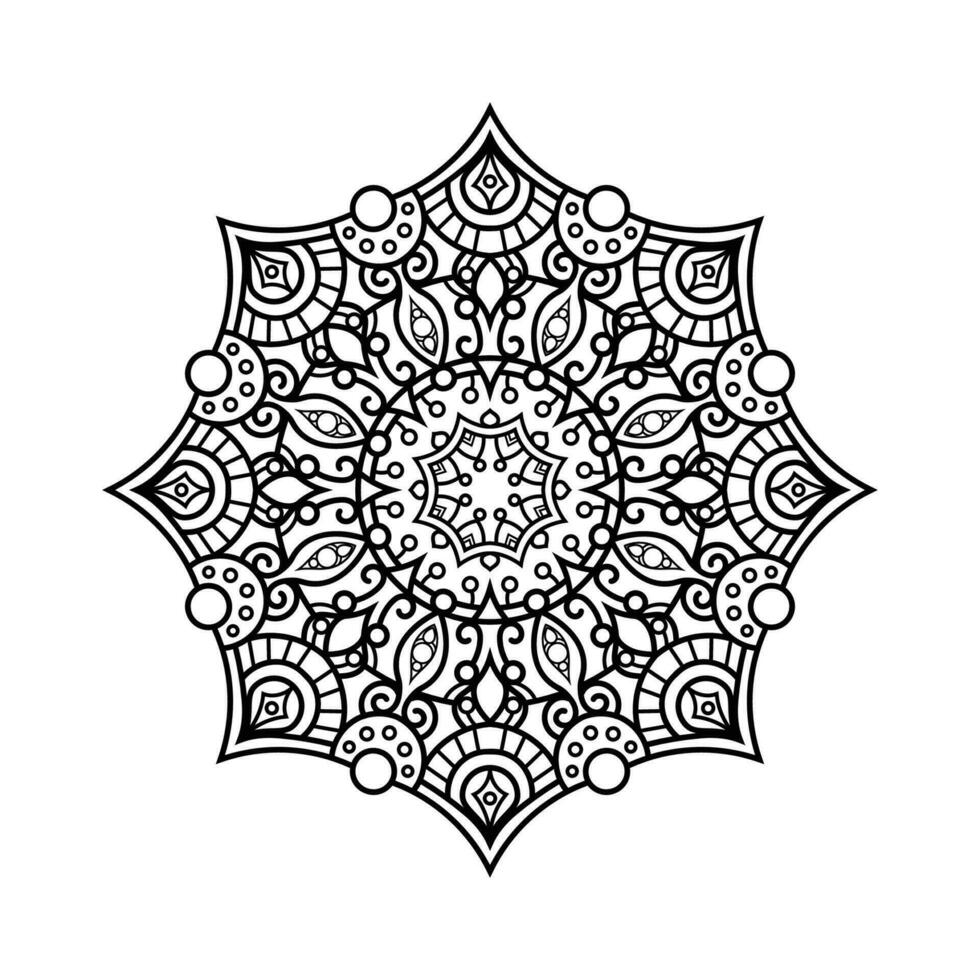 décoratif mandala et modèle pour Mehndi, mariage, tatouage, Islam, Indien, arabe. contour mandalas coloration livre page. vecteur