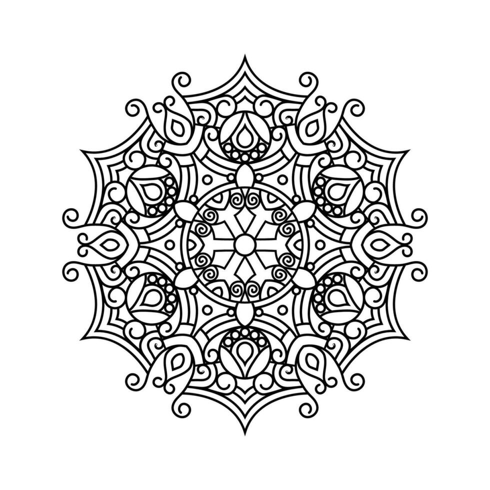 décoratif mandala et modèle pour Mehndi, mariage, tatouage, Islam, Indien, arabe. contour mandalas coloration livre page. vecteur