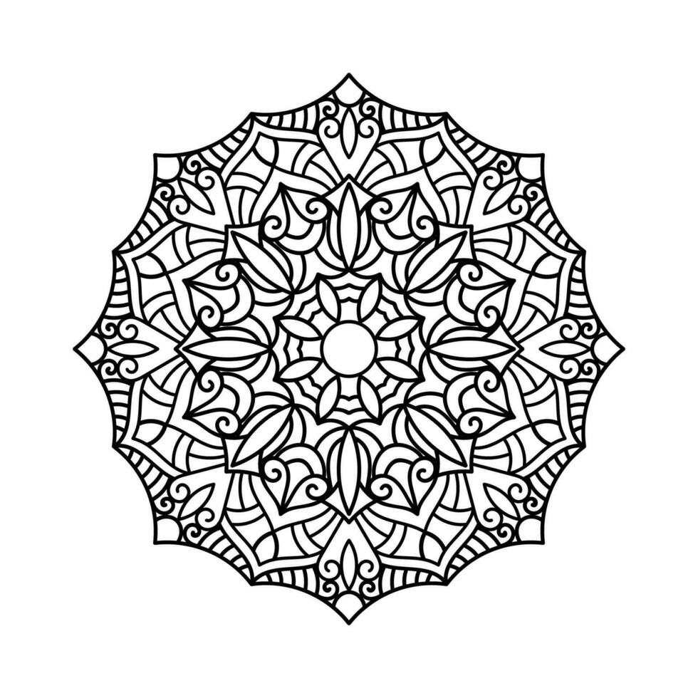 décoratif mandala et modèle pour Mehndi, mariage, tatouage, Islam, Indien, arabe. contour mandalas coloration livre page. vecteur