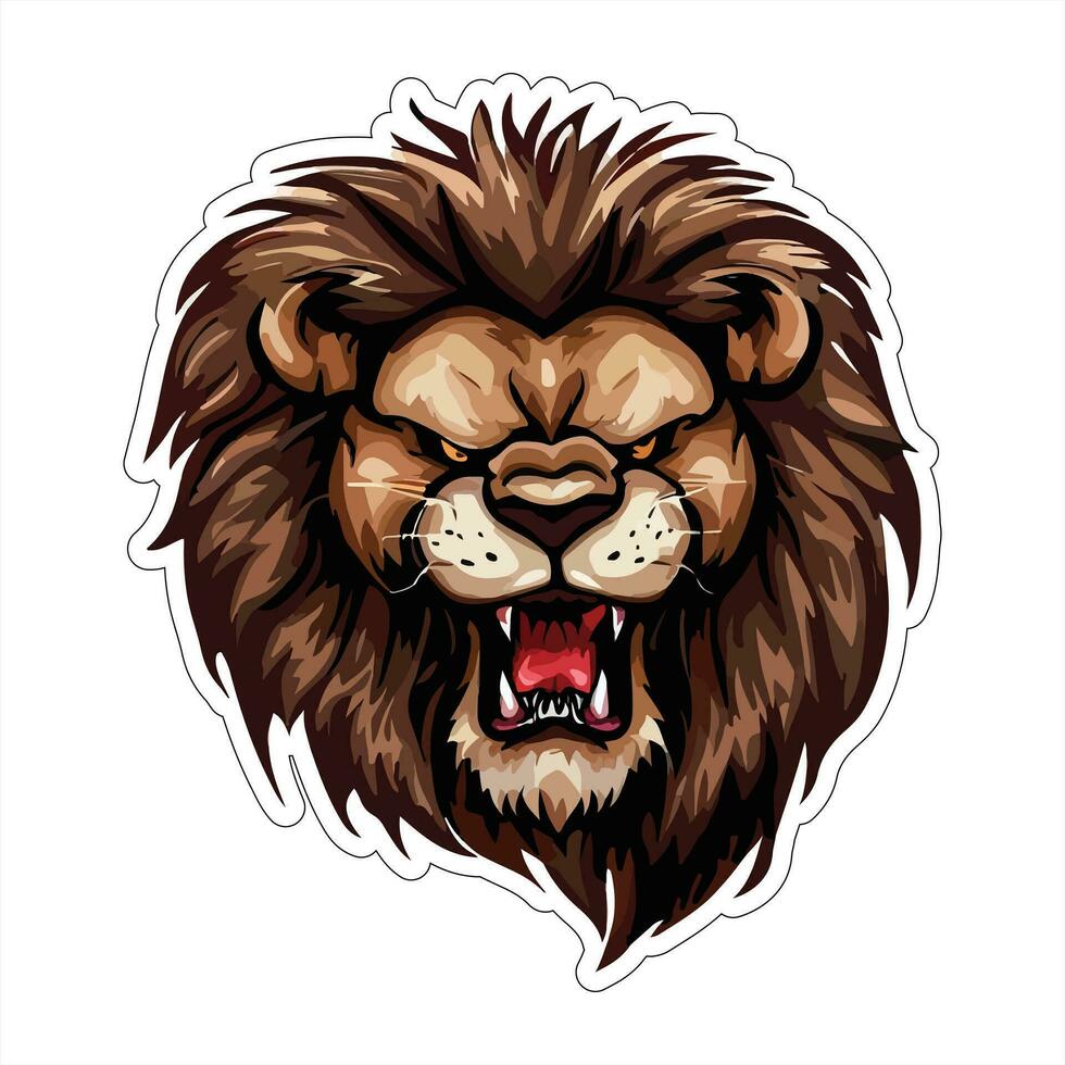 Lion visage et tête vecteur art autocollant et logo modèle