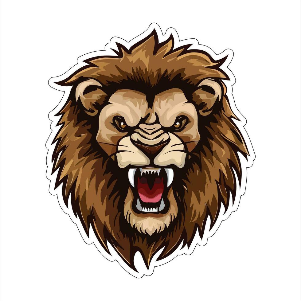 Lion visage et tête vecteur art autocollant et logo modèle