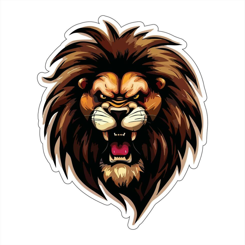 Lion visage et tête vecteur art autocollant et logo modèle