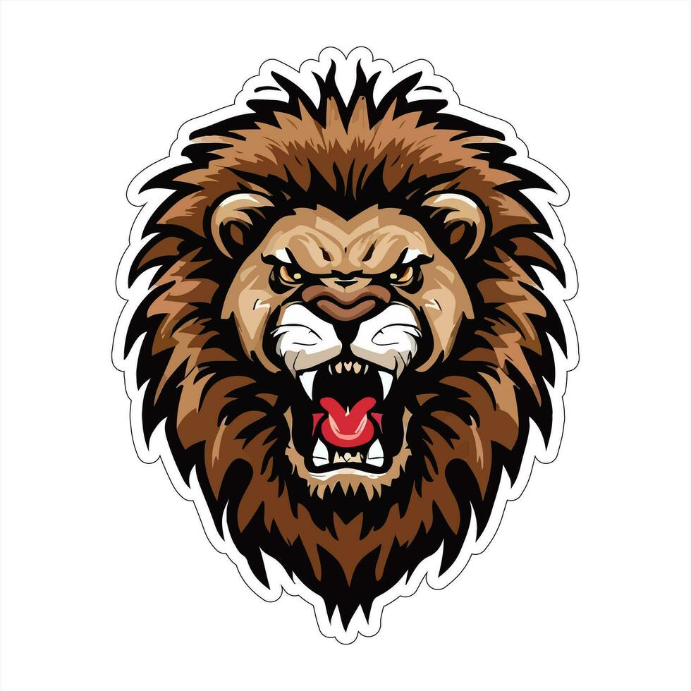 Lion visage et tête vecteur art autocollant et logo modèle