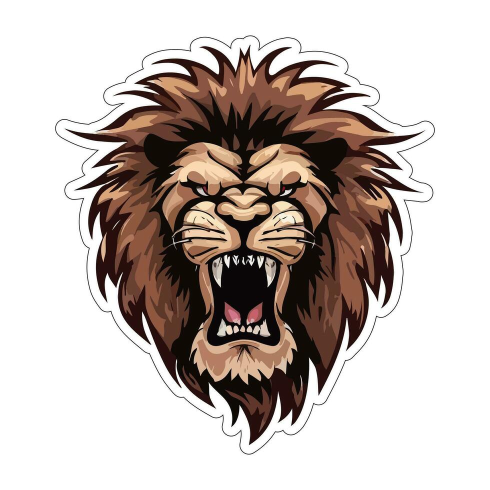 Lion visage et tête vecteur art autocollant et logo modèle