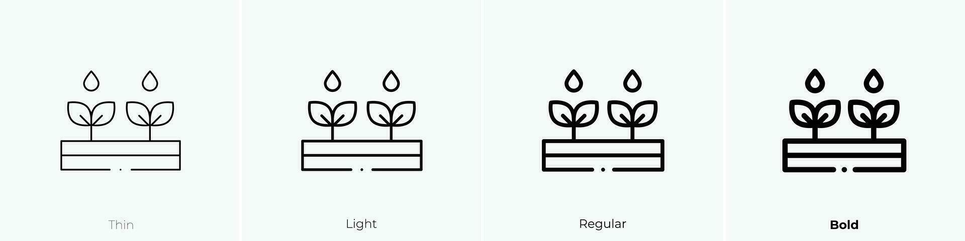 arrosage les plantes icône. mince, lumière, ordinaire et audacieux style conception isolé sur blanc Contexte vecteur