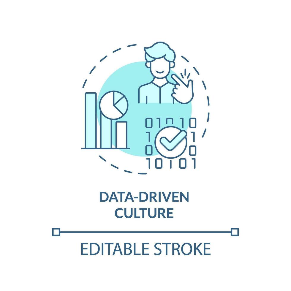 modifiable axé sur les données culture concept bleu mince ligne icône, isolé vecteur représentant Les données démocratisation.