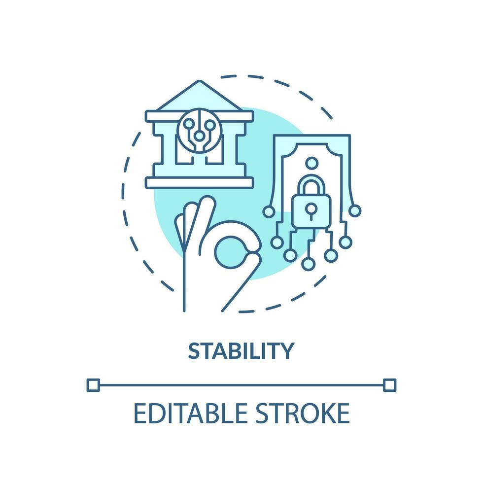 2d modifiable la stabilité mince ligne icône concept, isolé vecteur, bleu illustration représentant numérique monnaie. vecteur